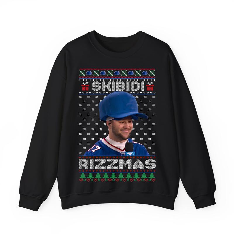 Josh Allen Football Sweatshirt, Josh Allen Skibidi Rizzmas Christmas Sweatshirt, Skibidi Shirt, Buffalo Football Christmas Shirt