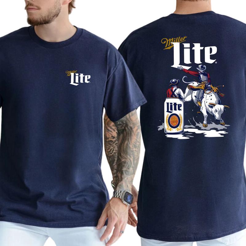 Mens Milller Litee Beer Rodeo T-shirt  Fashion For Every Tshirt, Gift For Men, Love, Athletic, Casual Menswear, Classic Cotton Top, Soft Fabric Shorts