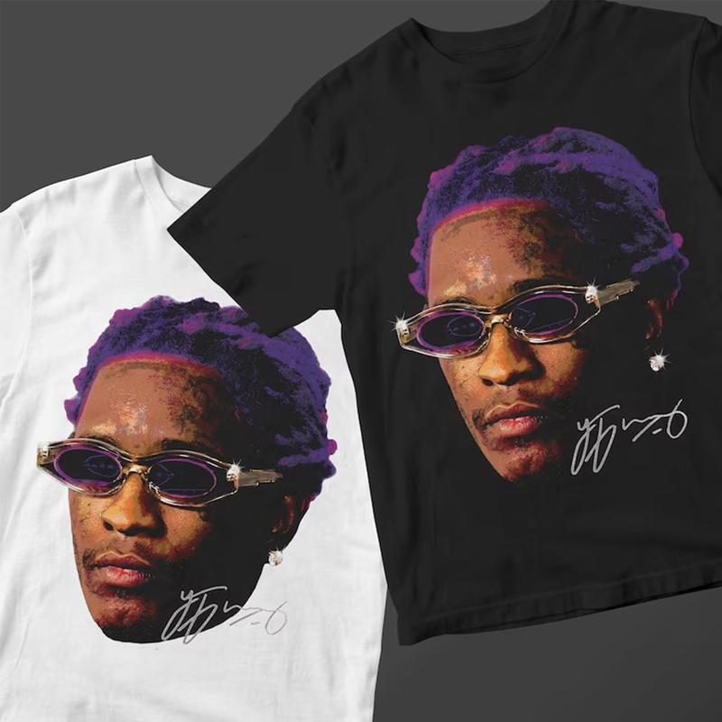 Young Thug Face T-Shirt Purple, Vintage Young Thug Inspired Graphic Tee, Hip Hop Music Fans T-Shirt, Urban Fashion Trend Apparel