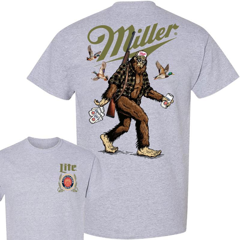 Big Foot Hunting Miller Lite 2-sided shirt, Hunting shirt, shirt Full Color Full Size for men and women