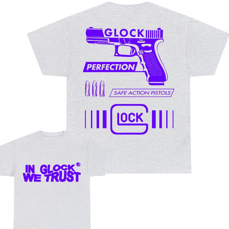 Limited edition Double Sided Print Full Color Cotton Classic Glock Tshirt for Men and Women - In Glock We Trust - Top Menswear