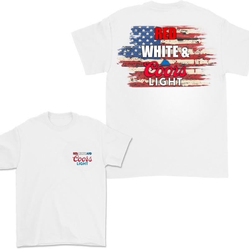 Red White and Coors Light 2 Sides T-shirt, Beer Tshirt, Coors Light T-shirt, Fourth of July Shirt, 4th of July Shirt, Beer Funny Shirt