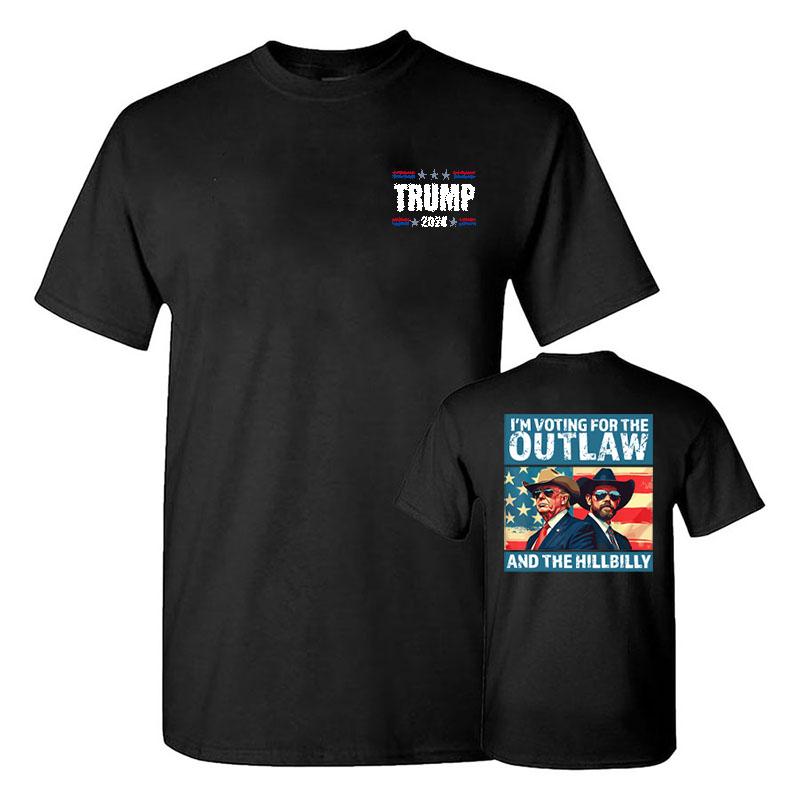 I'm Voting For The Outlaw And Hillbilly American Flag Trump Vance Shirt, Trum Vance 2024 Shirt, Election 2024 Shirt, Full Colors, Full Sizes