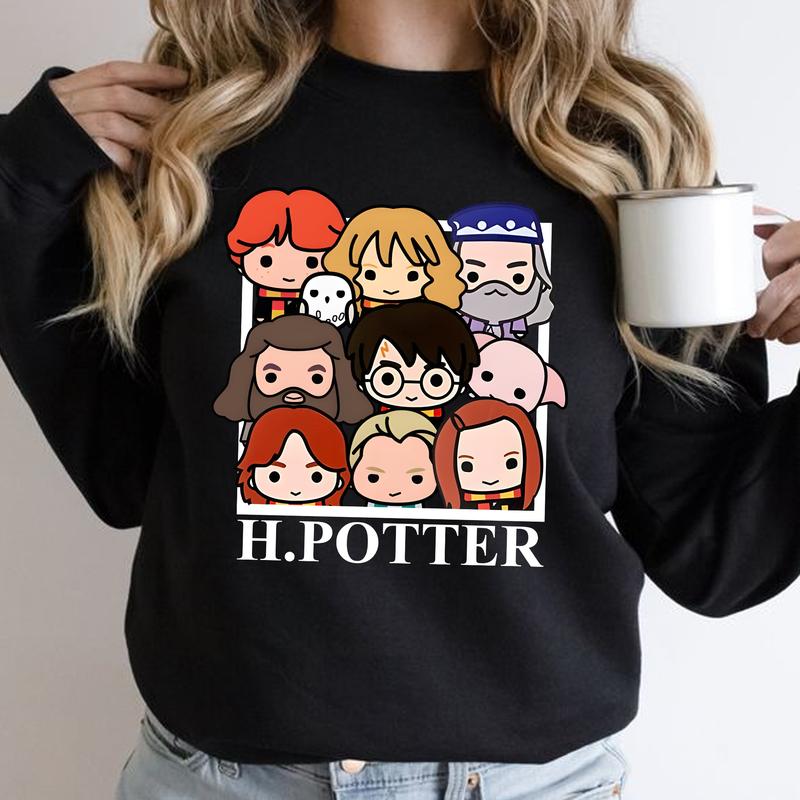 HP Cute Characters At Hogwarts Unisex Sweatshirt Hoodie Shirt Cotton Relaxed Fit potterhead gift