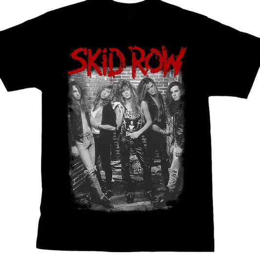 SKID ROW-American Black Short Sleeve Cotton T-shirt Size S-3XL