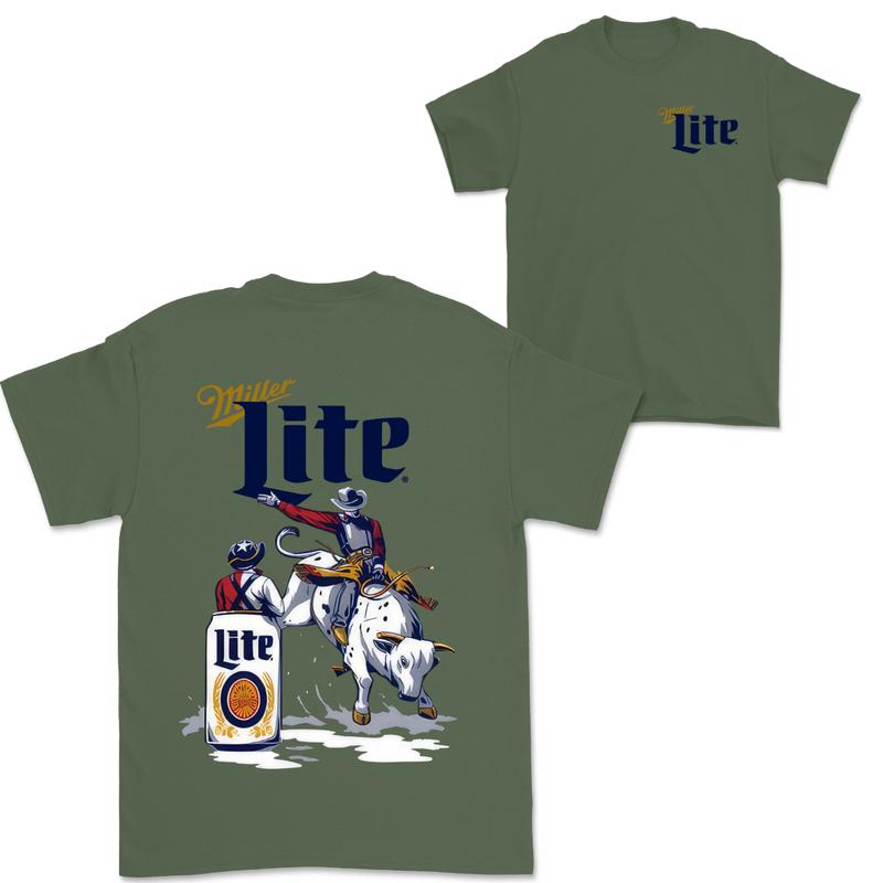 Miller Lite Beer Rodeo T-shirt, 2 Side For Men And Women