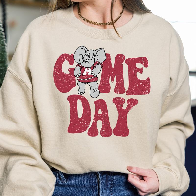 33. Alabama Crimson Tide Vintage NCAA Football Sweatshirt, College Game Day Apparel, Classic Sports Team Gift