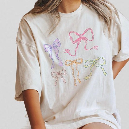 Coquette Bows Shirt for Her, Coquette Aesthetic, Bow Collage Tshirt, Ribbon Shirt for Girl, Comfort Tee Bows Coquette, Ribbon Graphic Tee Oversized, C