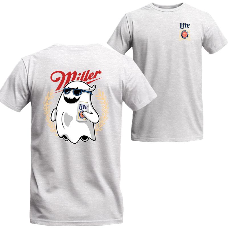 Miler Lite Ghost Halloween 2 Sided Shirt, Miler Lite Short Sleeve Tee, Beer Shirt Viral, Menswear Top