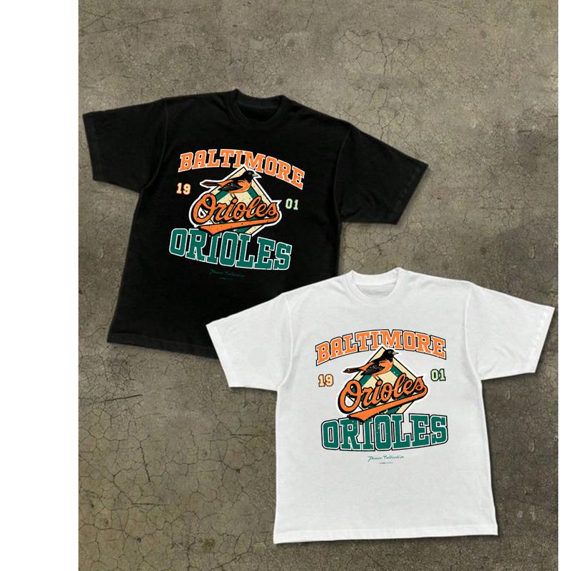 Baltimore Orioles 1901 Cotton NCAA T-Shirt Streetwear Menswear Top Shortsleeve Sports Tshirt Classic Tee Casual
