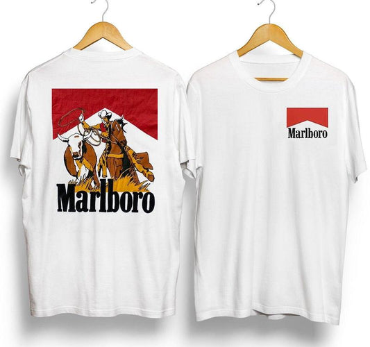Vintage marlboro2 Cotton Tshirt Crewneck Casual Streetwear Top Gift Fans Birthday