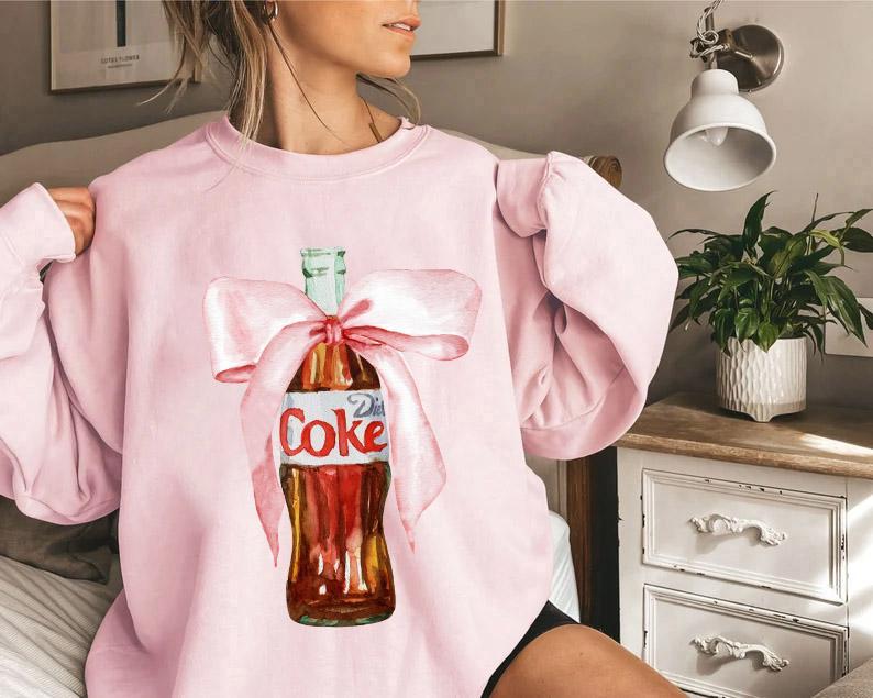 Diet Coke Bow Sweatshirt, Coquette Diet Coke Sweatshirt, Coke Pink Bow Tee, Diet Dr Coke Bow Sweater, Trendy Cute Coke Crewneck, Coke Lover Sweater, D