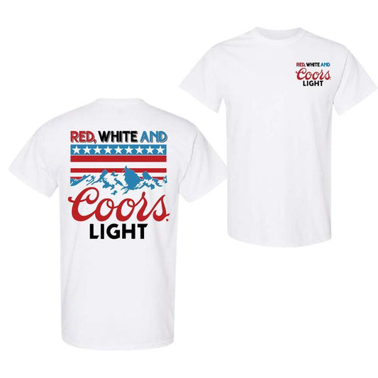 Red, White And Coors Light T-shirt - 2 Side - Fashion For All Genders - Diverse Fashion Choices - Perfect For Every Occasion - Multiple Sizes Availabl