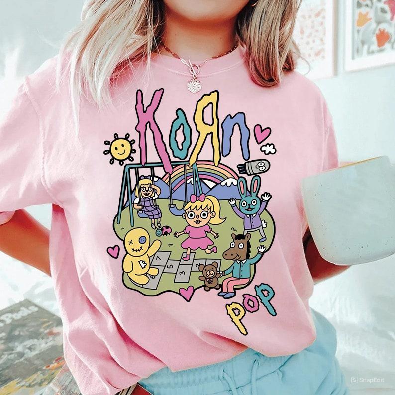 Vintage Korn Pop Tshirt Rainbow Korn Cute Tshirt Casual Cotton