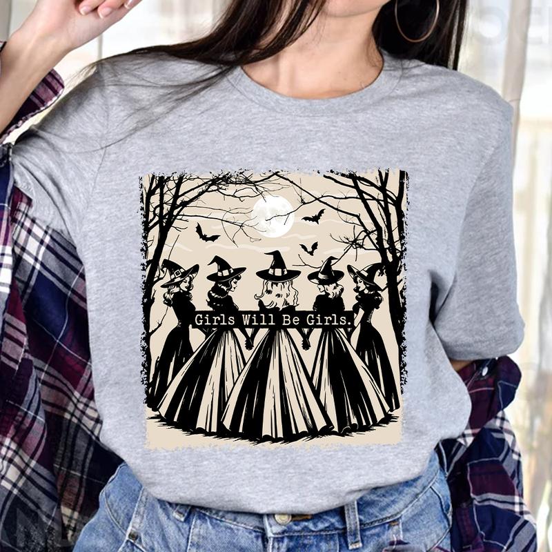 Girls Will Be Girls Witch Comfort Colors Shirt, Funny Witch Shirt, Halloween Women Shirt, Witchy Shirt, Feminist Shirt, Salem Trip Party Tee Cotton Fi