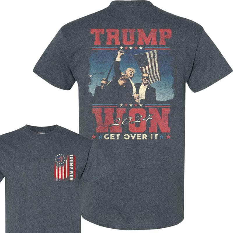 Trump Won Get Over It 2024 Shirt, Trump Victory Shirt, Trump Won 45 47Th President Usa Flag T-Shirt, After Election 2024, Gift For Trump Fans