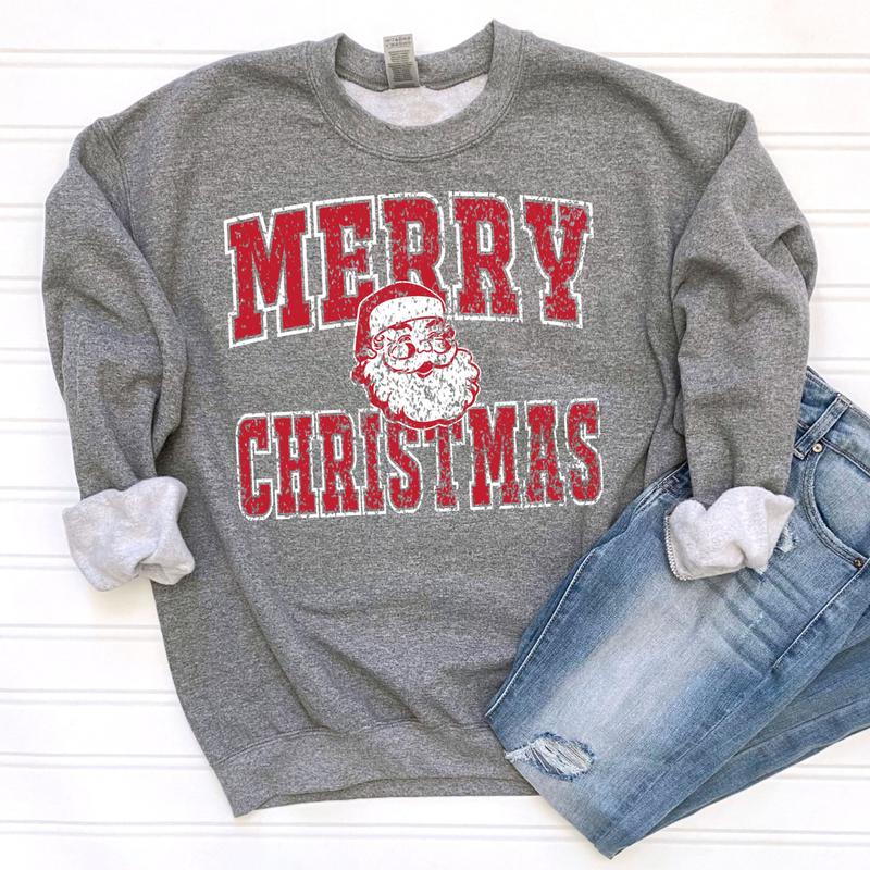 Merry Christmas Santa ShirtSweatshirtHoodie, Retro Crewneck, Gift For Xmas, Cotton, Womenswear Tops