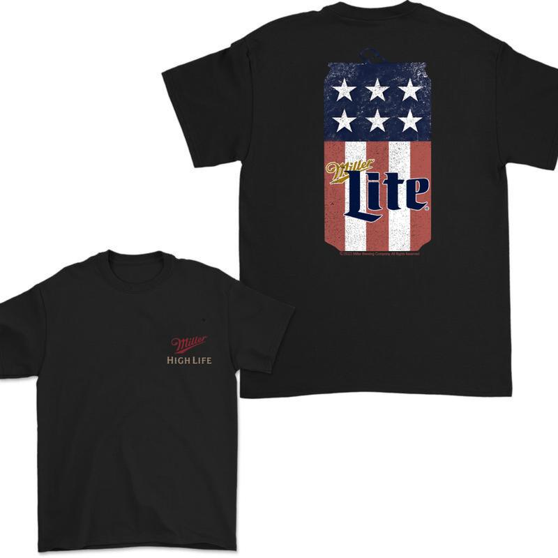 Miller High Life Patriotic American Flag Can 2-sided Tshirt, Miller High Life Tshirt Full Color For Men And Women Tshirt, Miller High Life Beer Tshirt