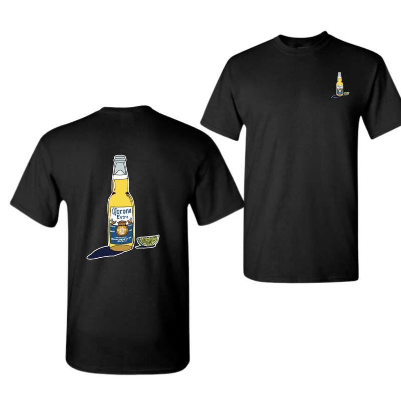 Corona Extra With Lime 2 Sided T-Shirt, Drinking T-Shirt, Unisex T-Shirt, For Men, For Women, Gift For All Menswear Top