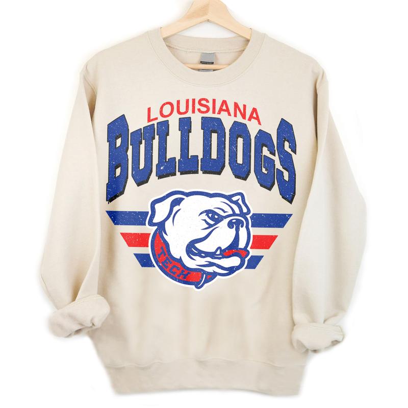 27. Louisiana Tech Bulldogs Vintage NCAA Sweatshirt, University Sports Gift, Classic Fan Gear for Football Enthusiasts