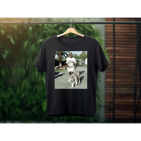 Mike Tyson Walking White Tiger Unisex Men's Cotton Crew Tee - Vintage 90S Tshirt Streetwear Boxing Best Seller, Unisex Cotton Graphic Shirt