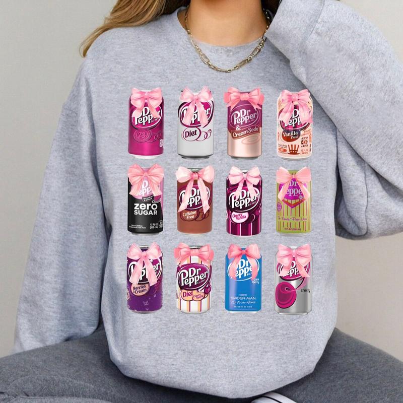 Dr Pepper Sweatshirt T shirt Hoodie, Coquette Bow Cans Dr Pepper, Soda Can Shirt, Pink Bow Dr Pepper Cans Shirt, Soft Drinks Lover Gifts, Dr Pepper Lo
