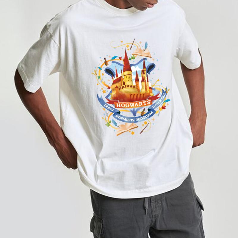 HP Cartoon Hogwarts Sweatshirt Hoodie Shirt, gift for fan Cotton Relaxed Fit Sweaters Tee