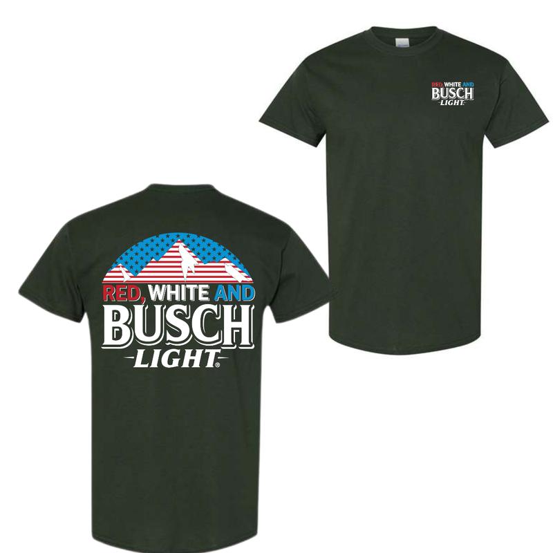 Red White And Busch Light 2 Sided T-shirt Busch For Men For Women