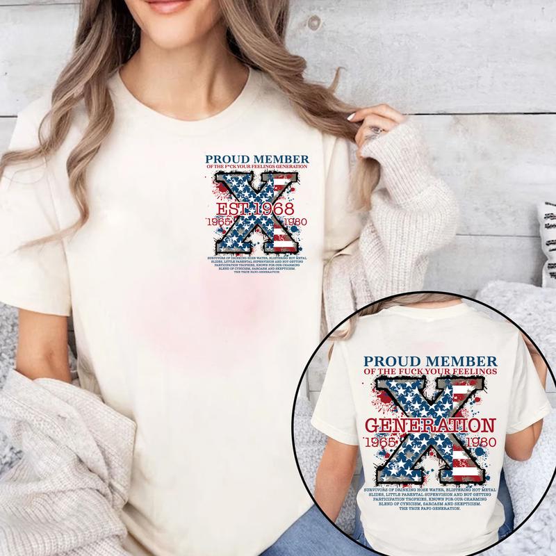 Custom Est.Year Proud Member Hose Water Gen X 2 Side T-shirt, FAFO 1965-1980 Gen X Shirt, Proud Member Generation X Shirt