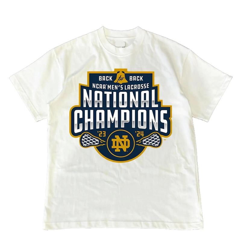 NCAA Men Lacrosse Back-To-Back T-Shirt Cotton Short-sleeve Retro Streetwear Tshirt Menswear Top Graphic Casual