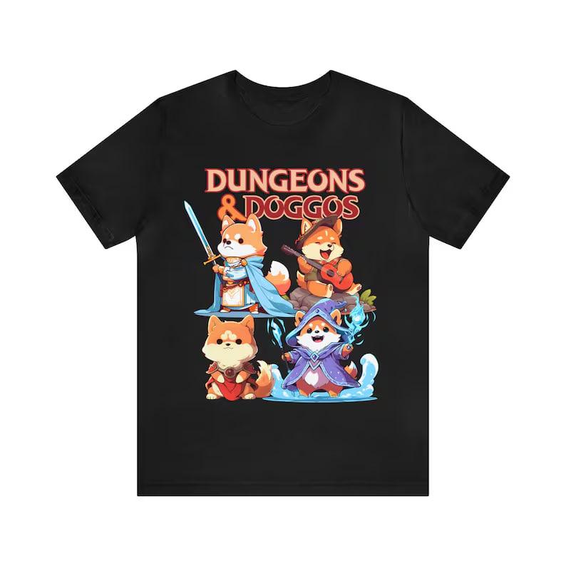 Dungeons and Dragons Shirt, DND & Doggos DND Dog T-Shirt ,Cute Doggo Tshirt, Shiba Inu Paladin Corgi Wizard, Tabletop RPG Hoodie, Dragons Gamer Shirt,