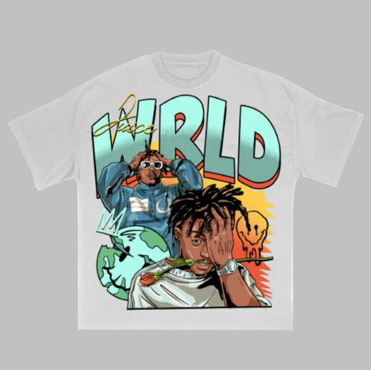 Global J.W T-Shirt, Juic3 VVrld Vintage Tee, Music Rap Graphic Tee, Unisex Fashion Hip Hop Shirt Menswear Womenswear Streetwear