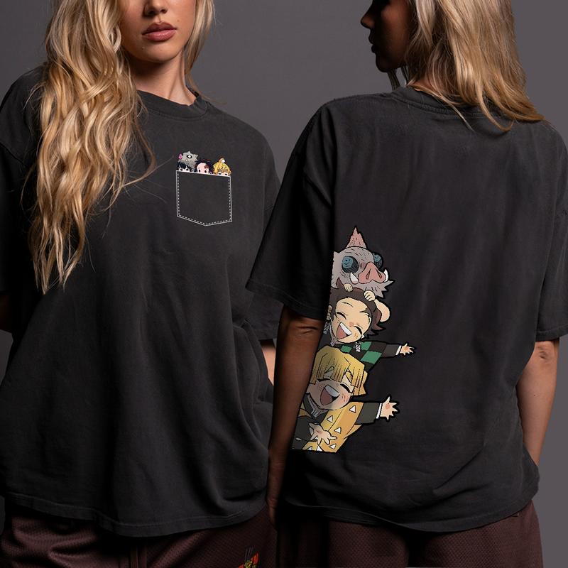 Tanjiro Zenitsu Inosuke funny pocket 2 sides T-shirt,  Demon Slayer Shirt,  To the Hashira Training shirt, Demon Slayer t-shirt, Kimetsu no Yaiba To t