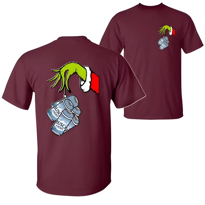 Funny Elf Christmas Xmas with Busch Light Cans Unisex T-Shirt - Merry Christmas Shirt, Busch Beer Lover-Gildan 5000 Graphic T-Shirt Classic Menswear