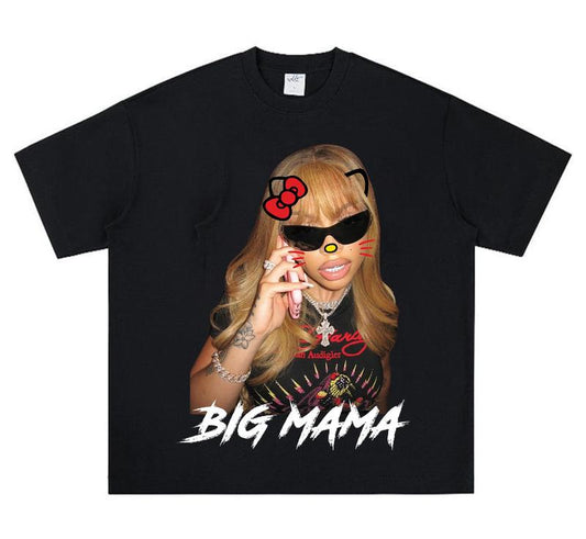 Latto Red Kitty Star Big Face Graphic Rap Tee
