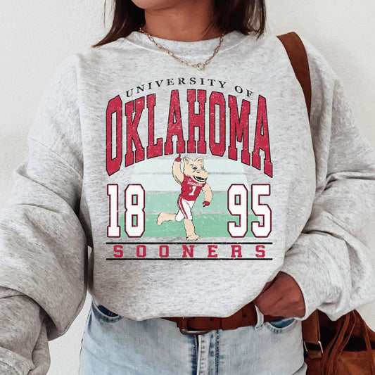 Oklahoma Sooners Vintage College NCAA Sweatshirt, Vintage Football Sweatshirt NCAA, Classic Sport Sweatshirt, Gifts For Football Fan Sport