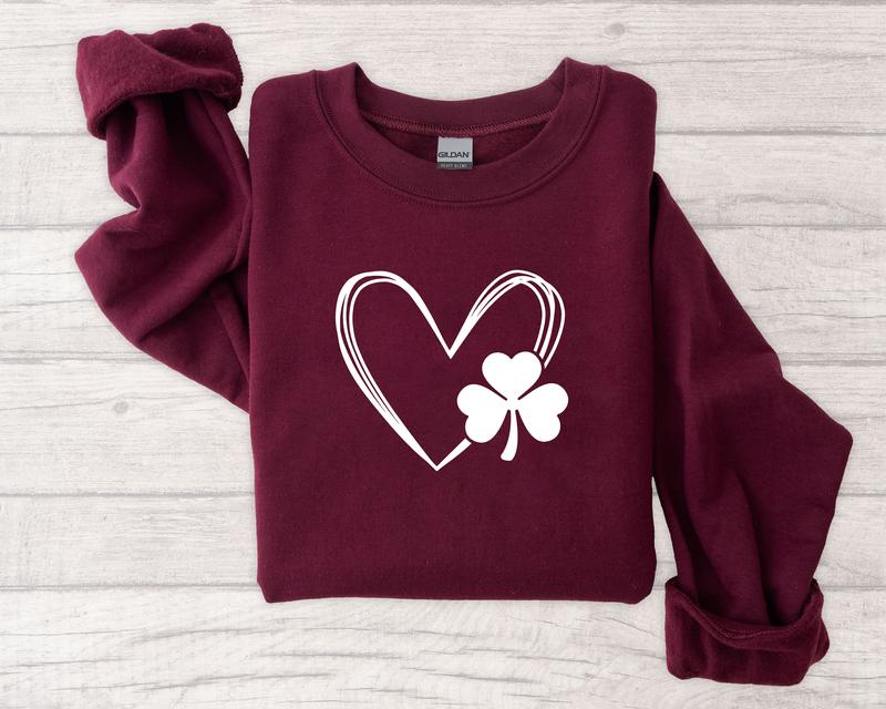 Shamrock Heart Sweatshirt,  St. Patrick's Day Sweater, Clovers Lucky Shamrock Sweater
