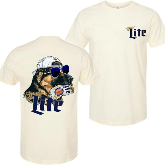 Miller Hunting German Shephered Dog Dog 2 Siders T-shirt, Miler Lite T-shirt, Perfect For Beer Lovers, Unisex for Men and For Women Classic Cotton