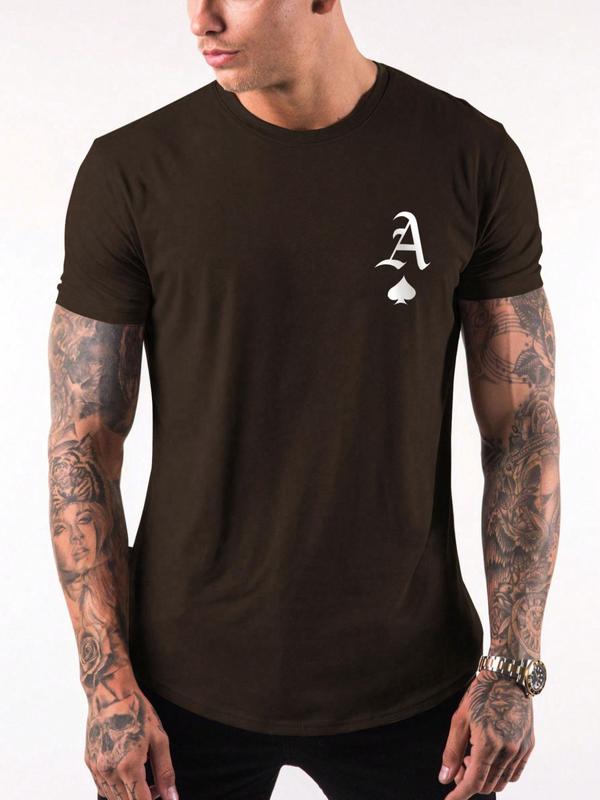 Men's Letter Print Round Neck Tee, Regular Fit Casual Streetwear Short Sleeve T-shirt, Graphic Tees,Â Men's Summer Clothes Top for Daily Wear