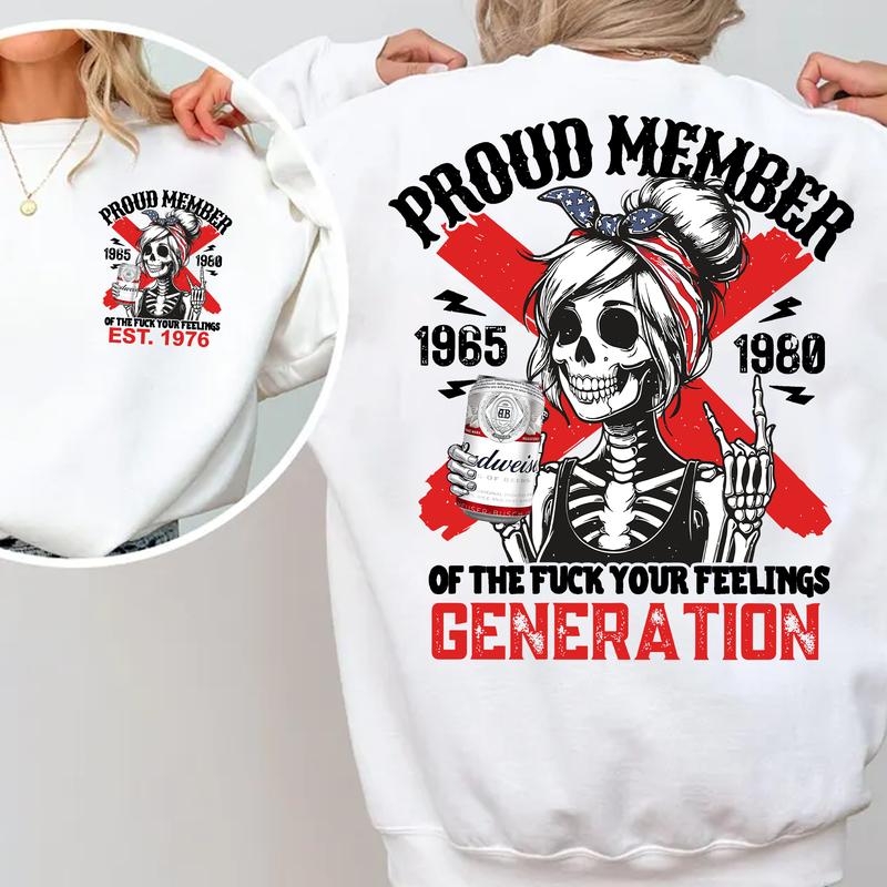 Gen X bw T-Shirt Customize Proud Members Raised On Hose Water Neglect, Vintage Humor