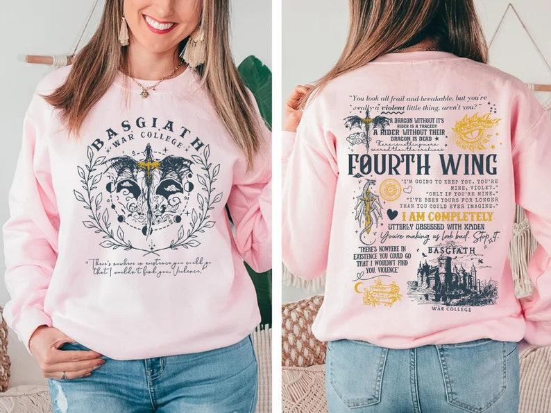 Basgiath War College 2-Sided Sweatshirt, Fourth Wing Shirts, The Empyrean Series, Violet Sorrengail Fantasy Book Shirt, Fourth Wing Merch, Bookish Mer