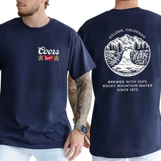 Vintage Coors Banquet Golden Colorado 2 Sided Tshirt, Drink Shirt Gift For Men, Drinking Tee, Rocky Moutain Water, Classic Cotton Casual Menswear