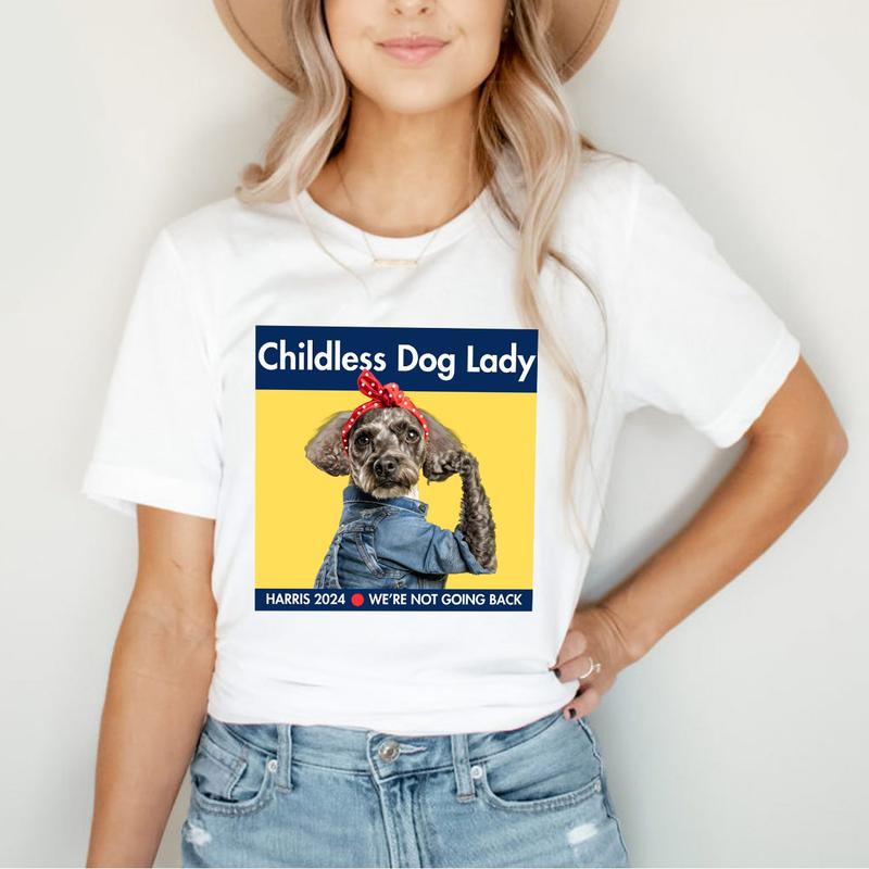 Harris 2024 T-Shirt, Childless Dog Lady, Doodle Dog Shirt, Kamala Harris Campaign, Cute Funny Dog Tshirt, President Harris Tee Top Womenswear