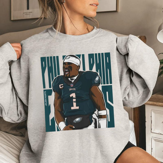 Jalen Hurts Sweatshirt, design illustration Sweatshirt, philadelphia Sweatshirt, gift for him, gift for father