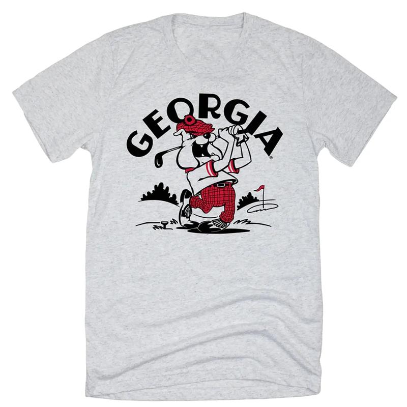 Retro Georgia Bulldogs Golf Tee Classic Cotton Menswear Top