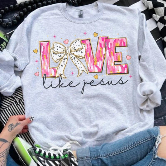 Love Like Jesus Valentine Day Sweatshirt - Ash Grey - Sublimation - Unisex Jersey Sweatshirt
