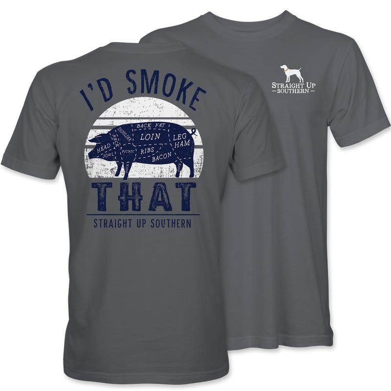 I'd Smoke That - Hog Silhouette T-Shirt - Grey