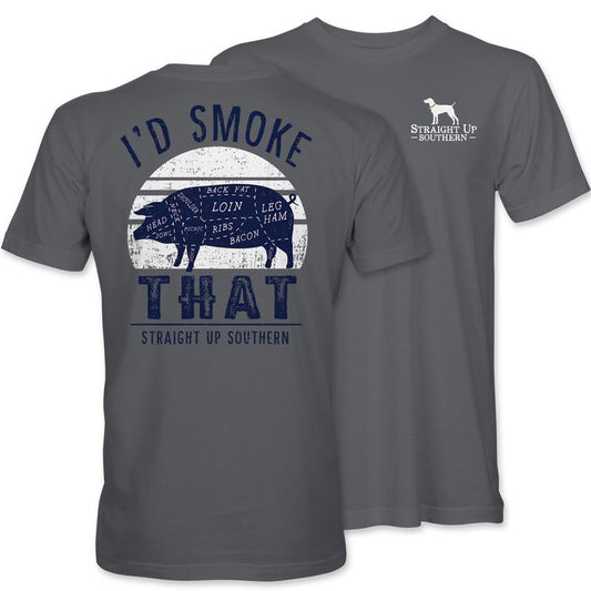 I'd Smoke That - Hog Silhouette T-Shirt - Grey