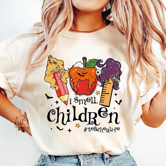 Funny Halloween Teacher Shirt, I Smell Children Teacher Shirt, Teacher Halloween Shirt Fall Teacher Shirt, New Teacher Shirt, Trick Or Teach