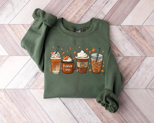 Fall Coffee Sweatshirt, Thanksgiving Sweater, Fall Crewneck Pumpkin Spice Sweatshirt, Pumpkin spice Halloween Sweatshirt Unisex Classic Cotton